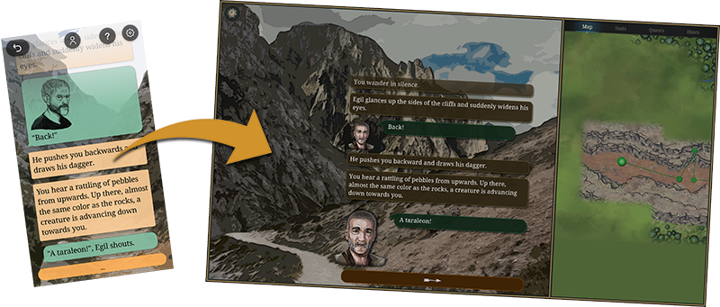 Screenshot from the mobile version compared to a similar from the desktop version