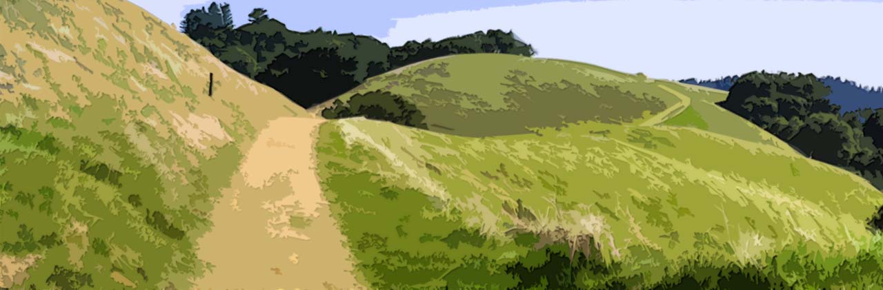 Drawn landscape with road leading into the distance